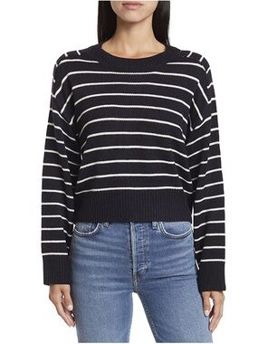 Philosophy Navy and White Striped Crewneck Sweater